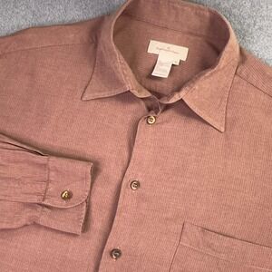 Ermenegildo Zegna Dress Shirt Men's Size XL Micro Stripe Red Long Sleeve Italy